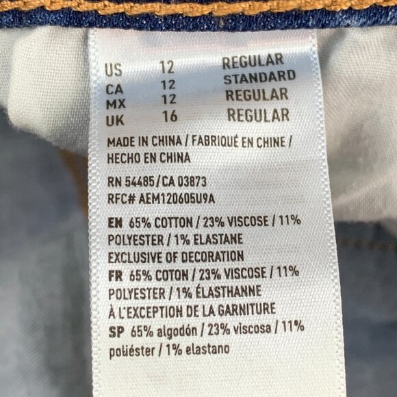 American Eagle Jeans 12 Straight Style Inseam 30.5" Distressed Knees Medium Wash - Picture 12 of 13